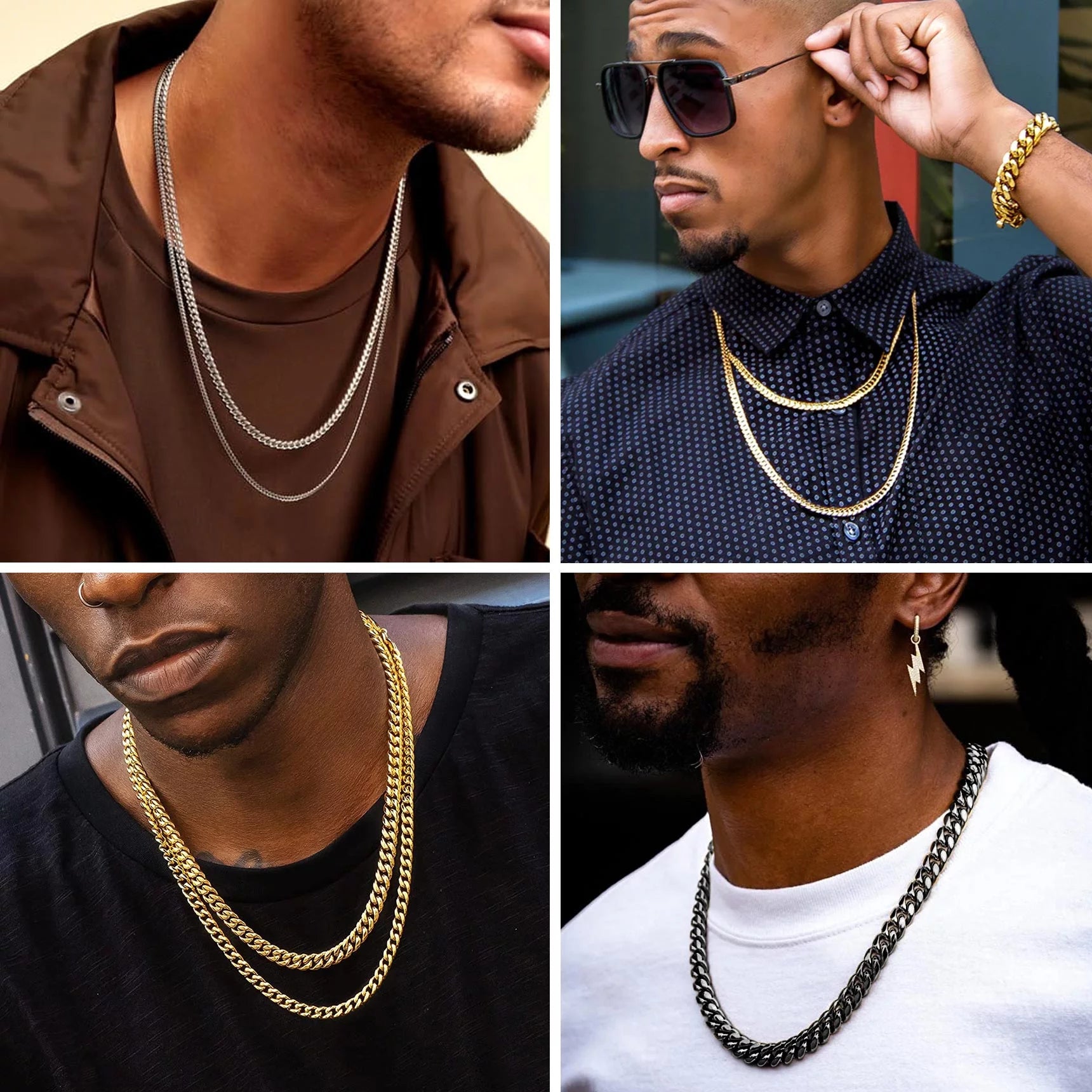 5Mm 18K Gold Filled Cuban Chain Necklaces, 30 Inch Heavy Chunky Stainless Steel Curb Necklace Hip Hop Punk Jewelry for Women